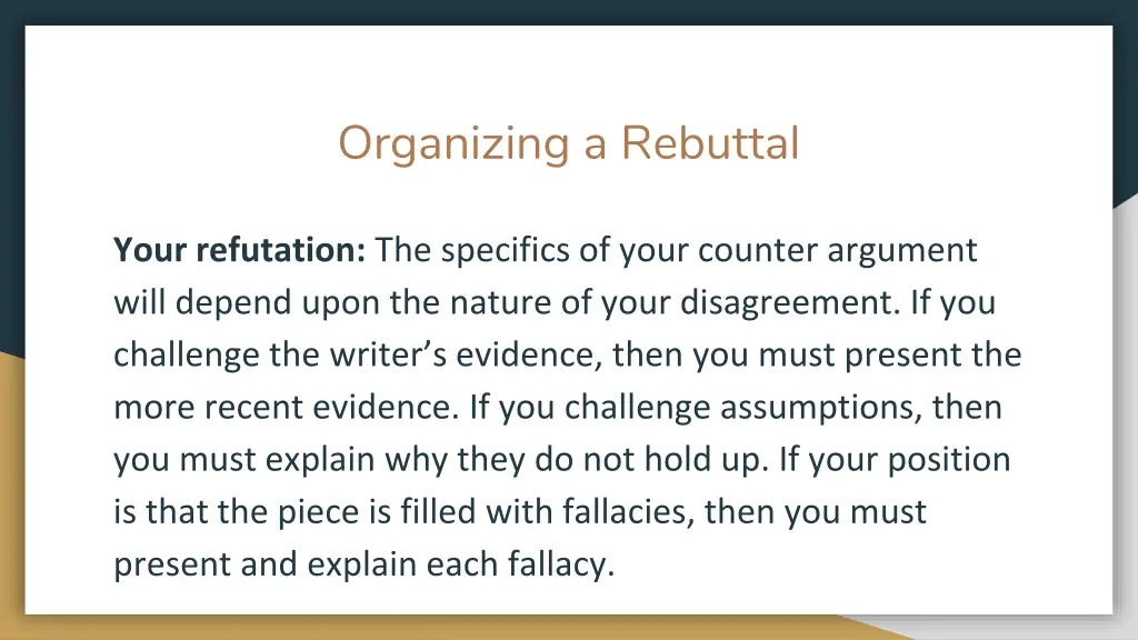 organizing a rebuttal 2