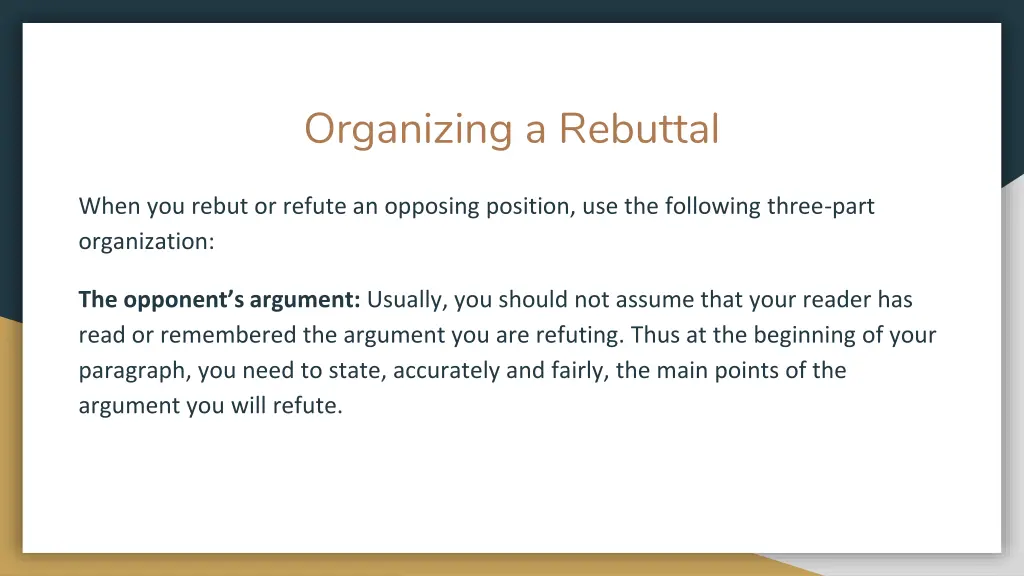 organizing a rebuttal