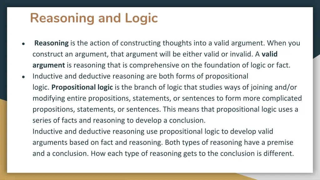 reasoning and logic