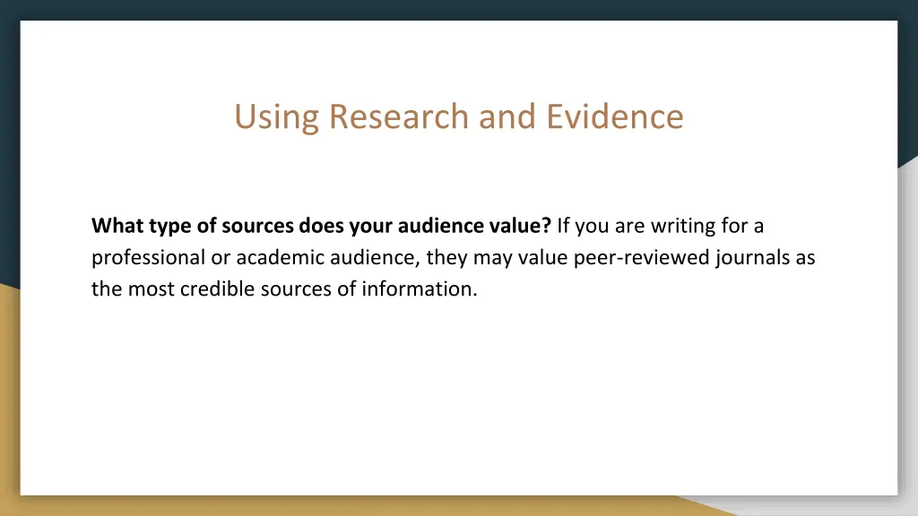 using research and evidence 3