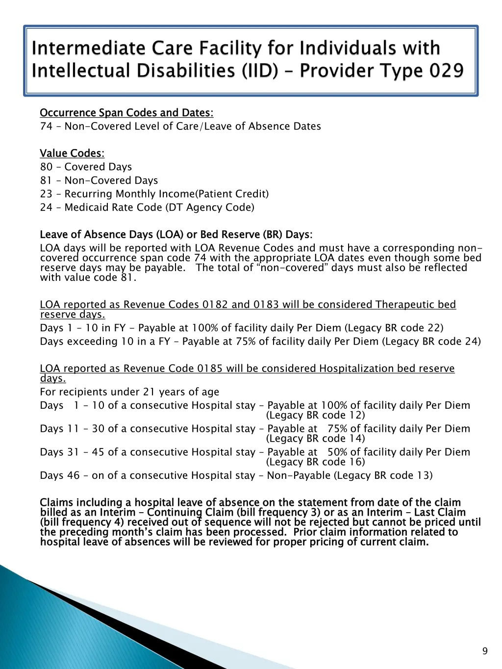 occurrence span codes and dates 74 non covered