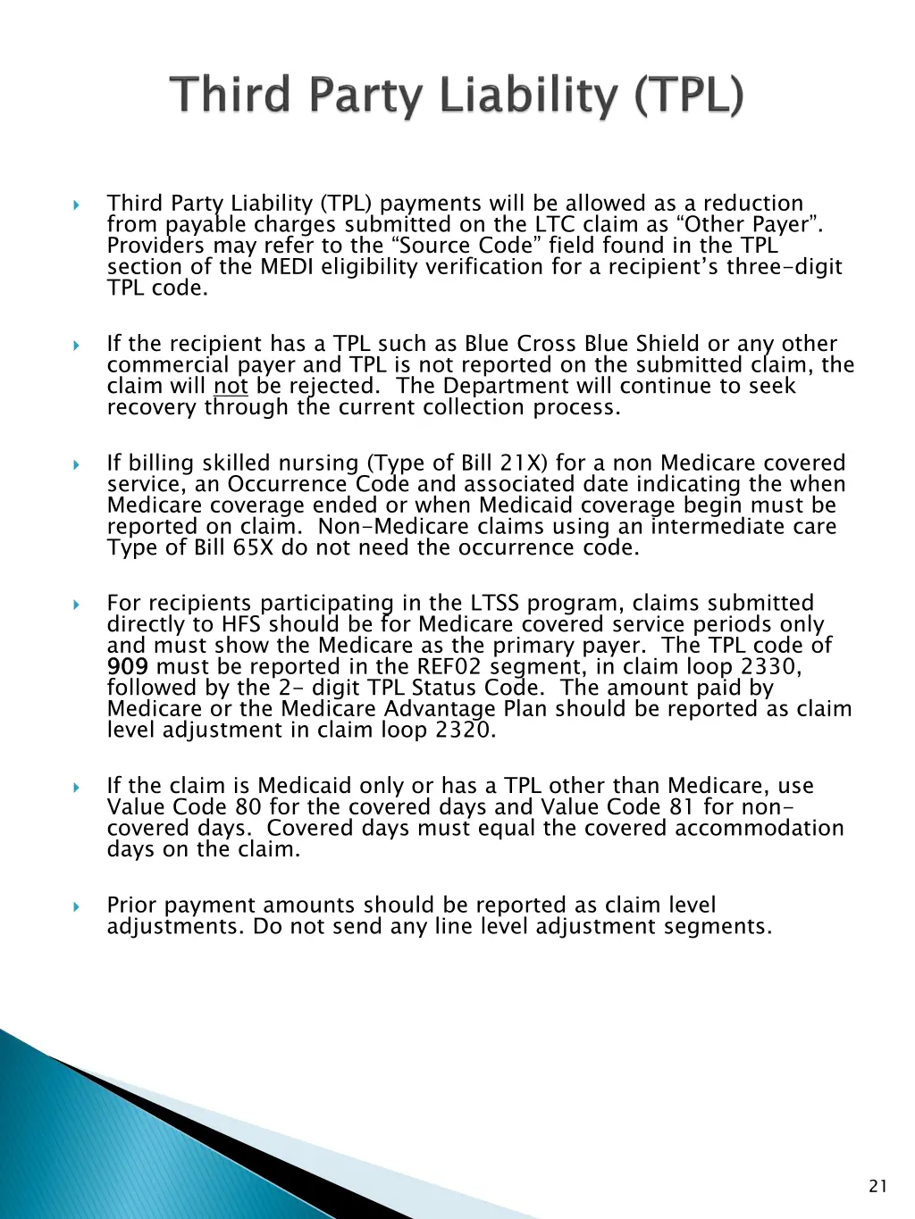 third party liability tpl payments will