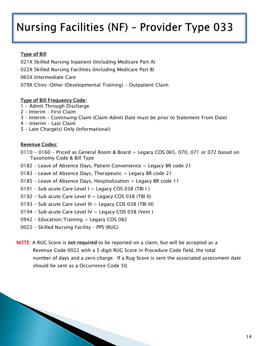 type of bill 021x skilled nursing inpatient