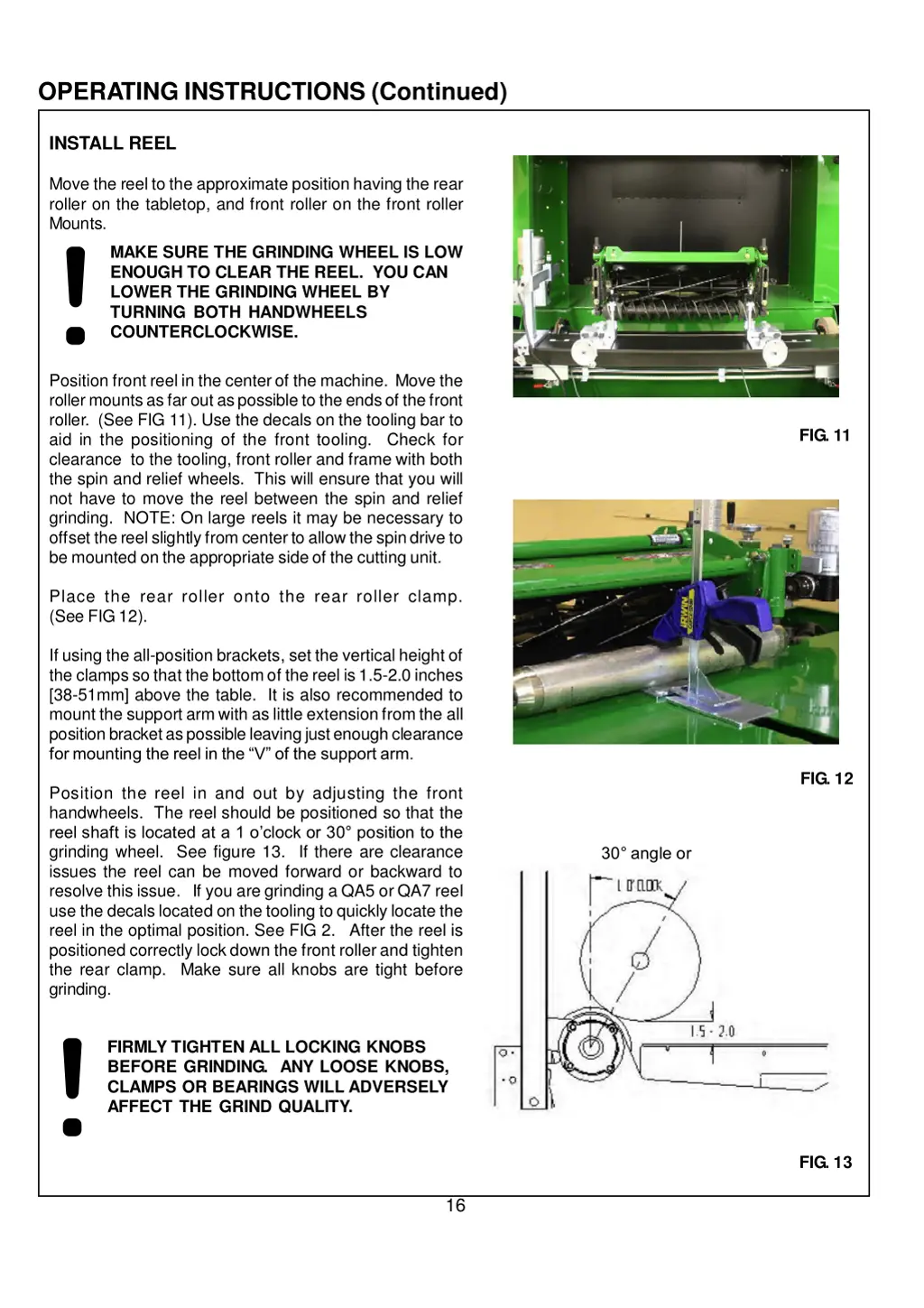 operating instructions continued