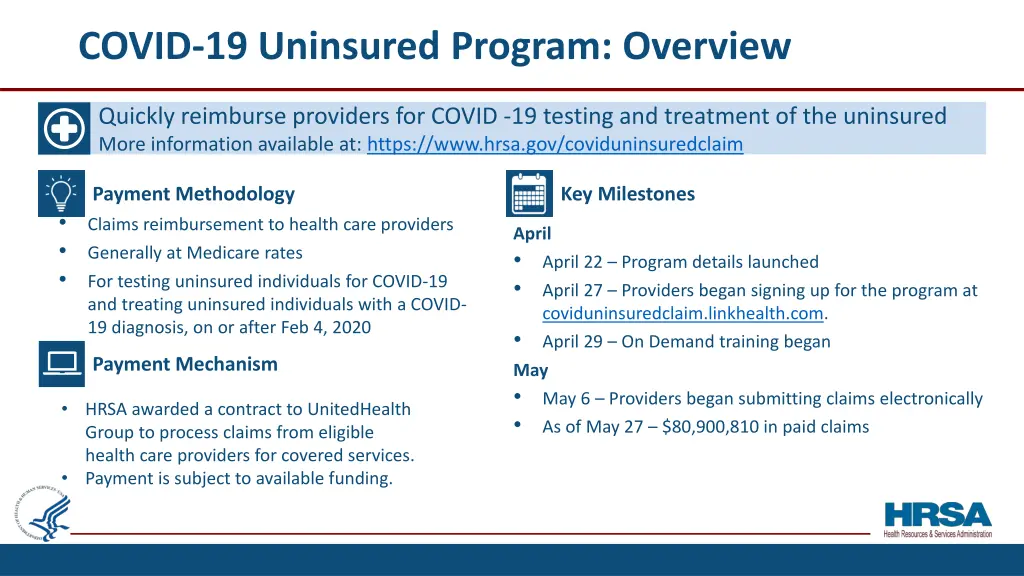 covid 19 uninsured program overview