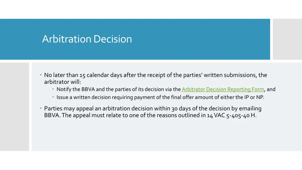 arbitration decision