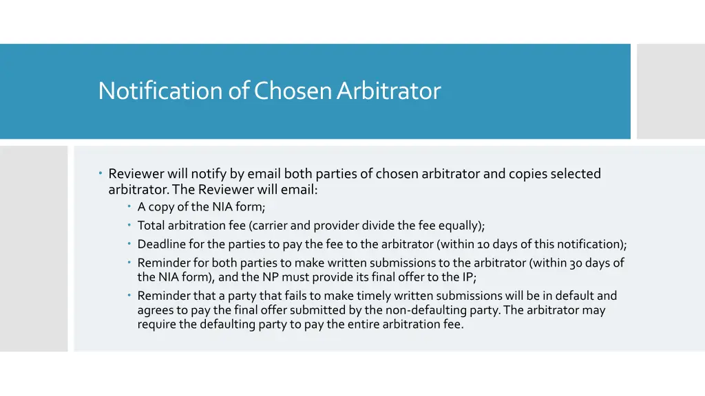 notification of chosen arbitrator