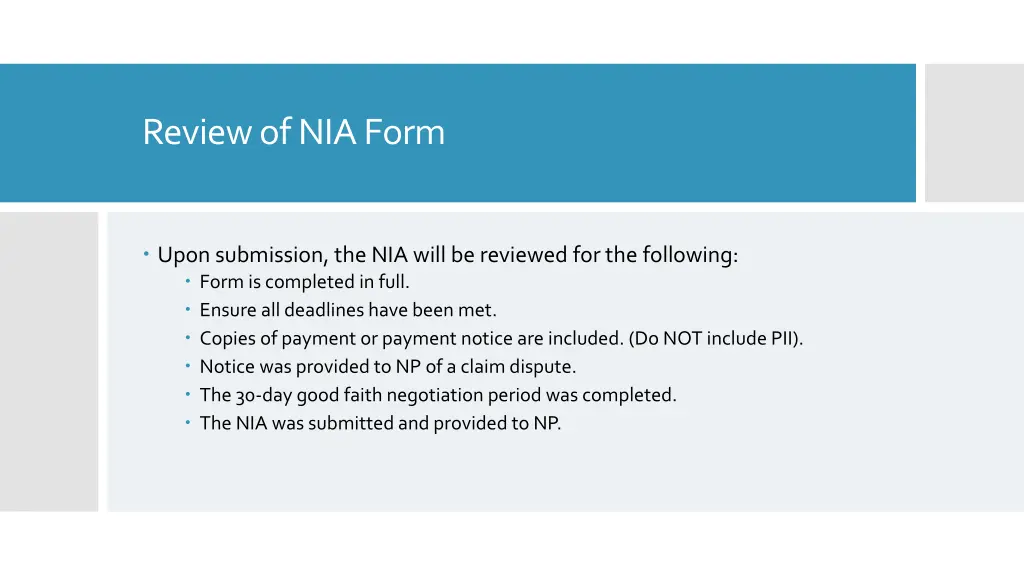 review of nia form