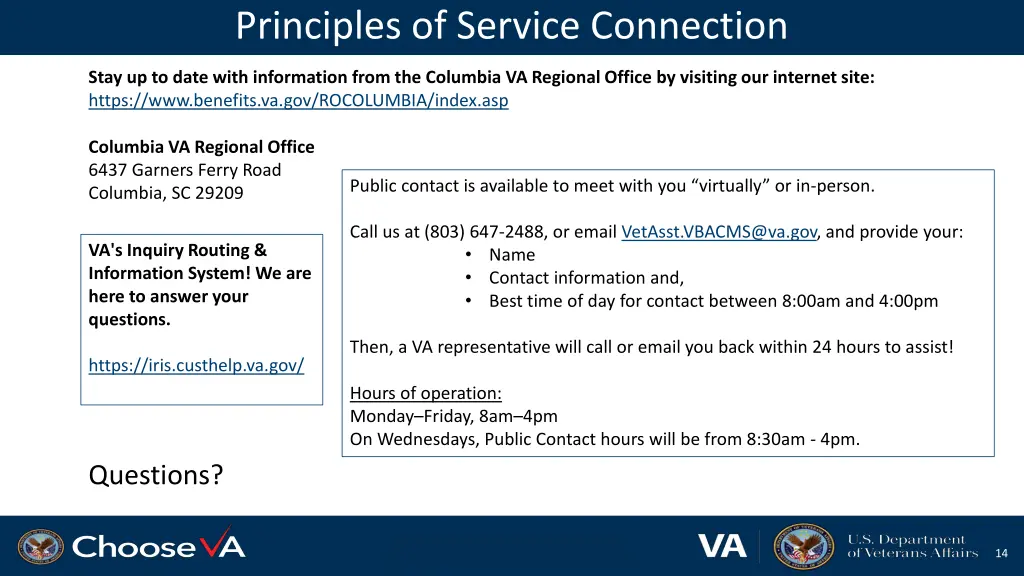 principles of service connection 14