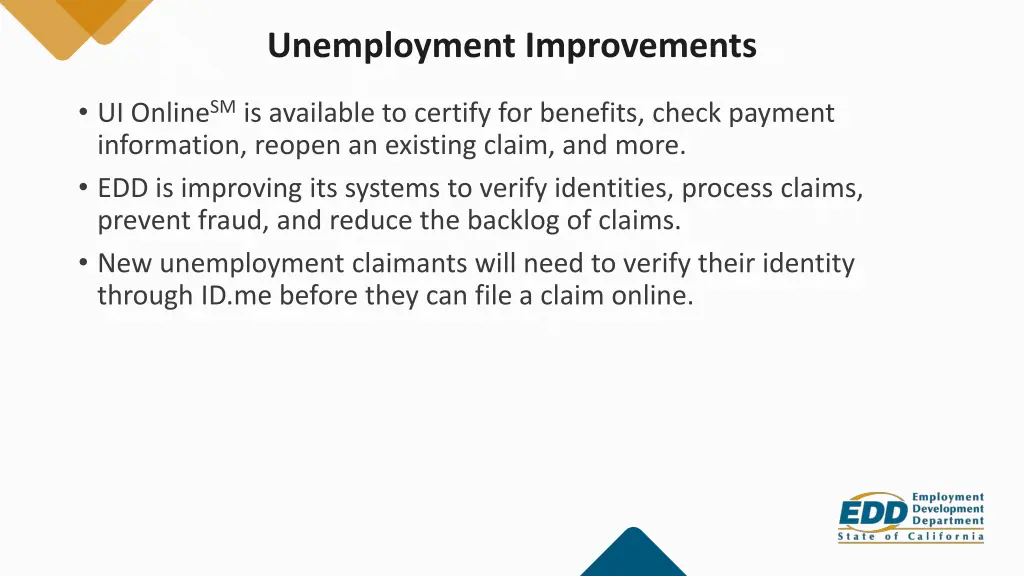 unemployment improvements