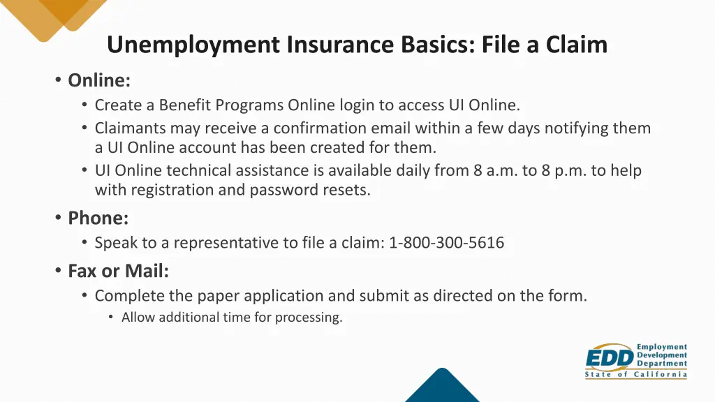 unemployment insurance basics file a claim online