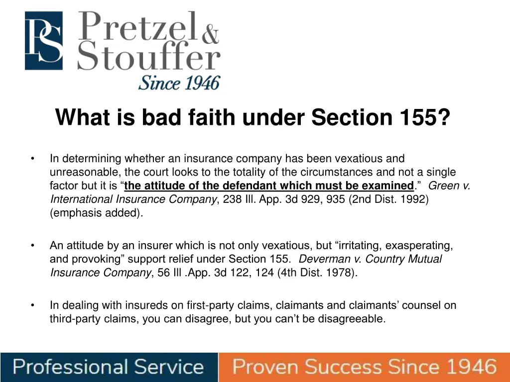 what is bad faith under section 155 1