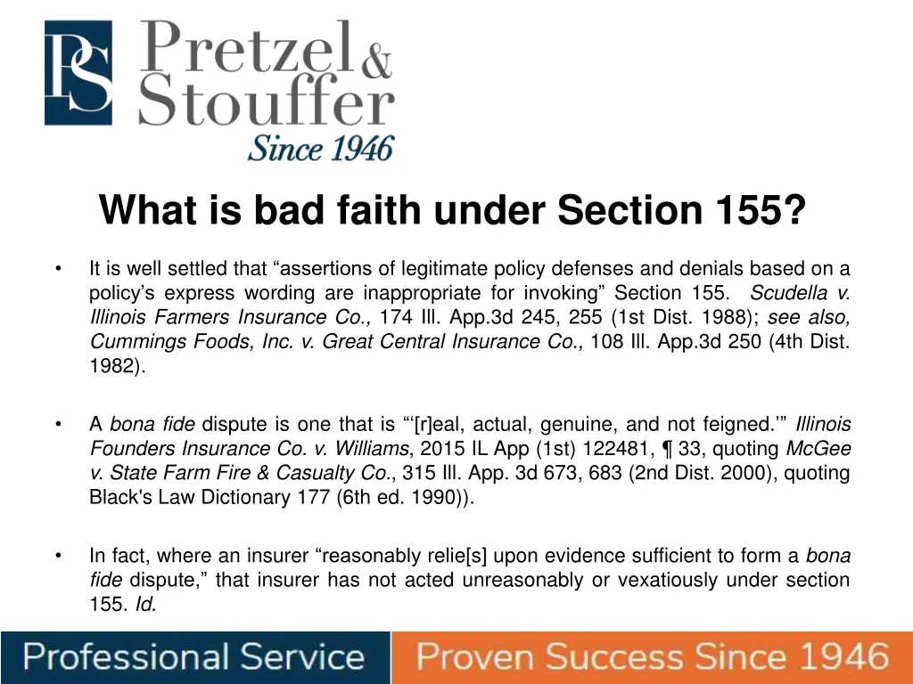 what is bad faith under section 155 2