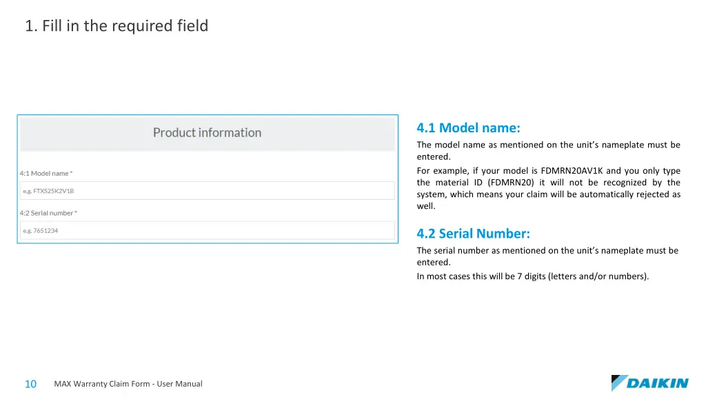 1 fill in the required field 3