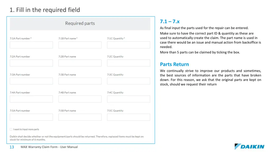 1 fill in the required field 6