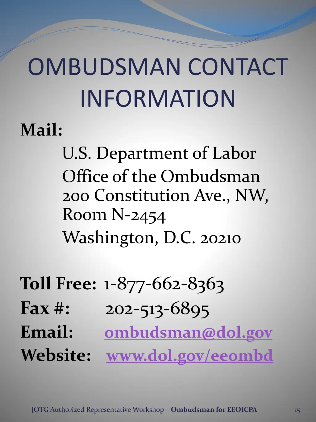 ombudsman contact information