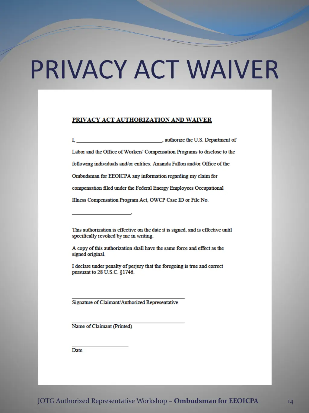 privacy act waiver