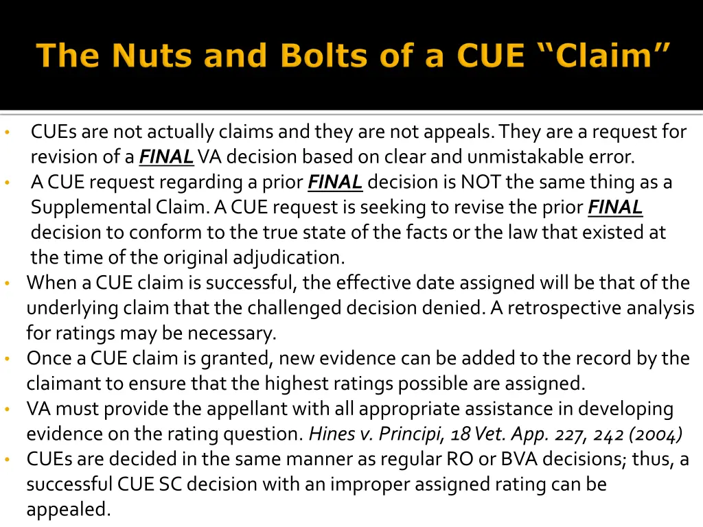 cues are not actually claims and they