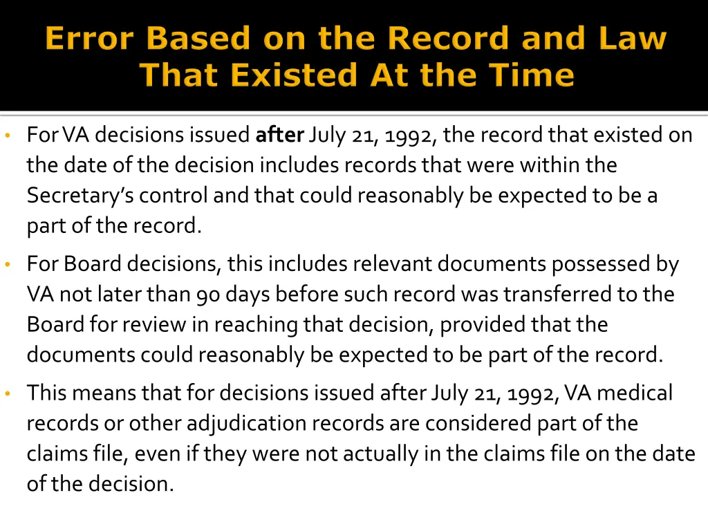 for va decisions issued after july 21 1992