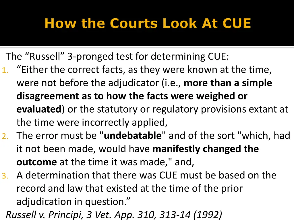 the russell 3 pronged test for determining