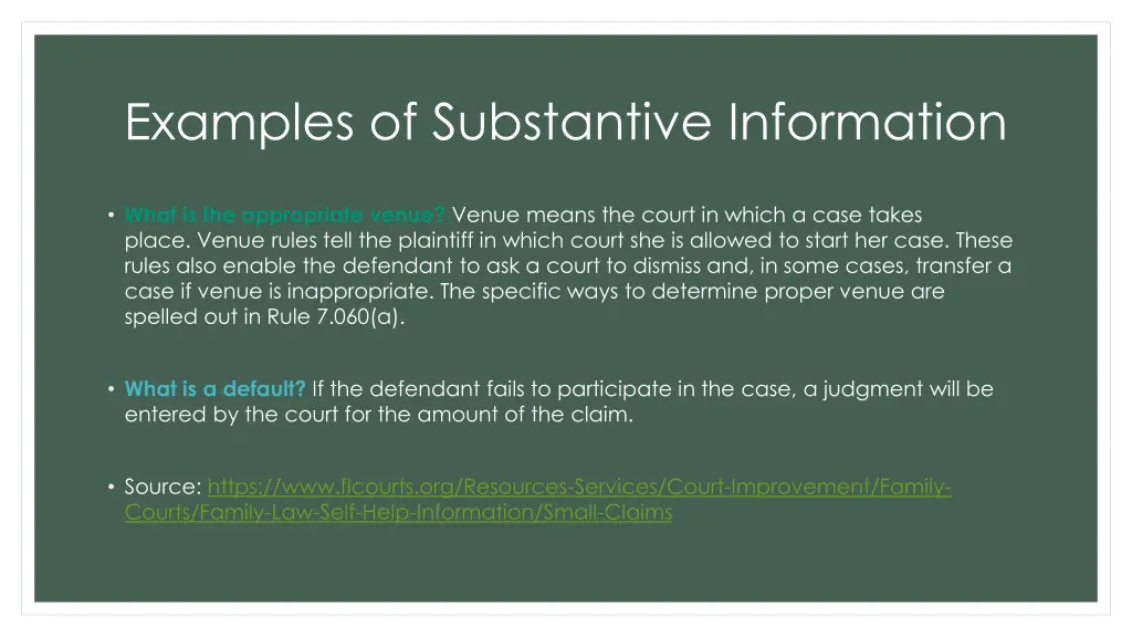 examples of substantive information 1