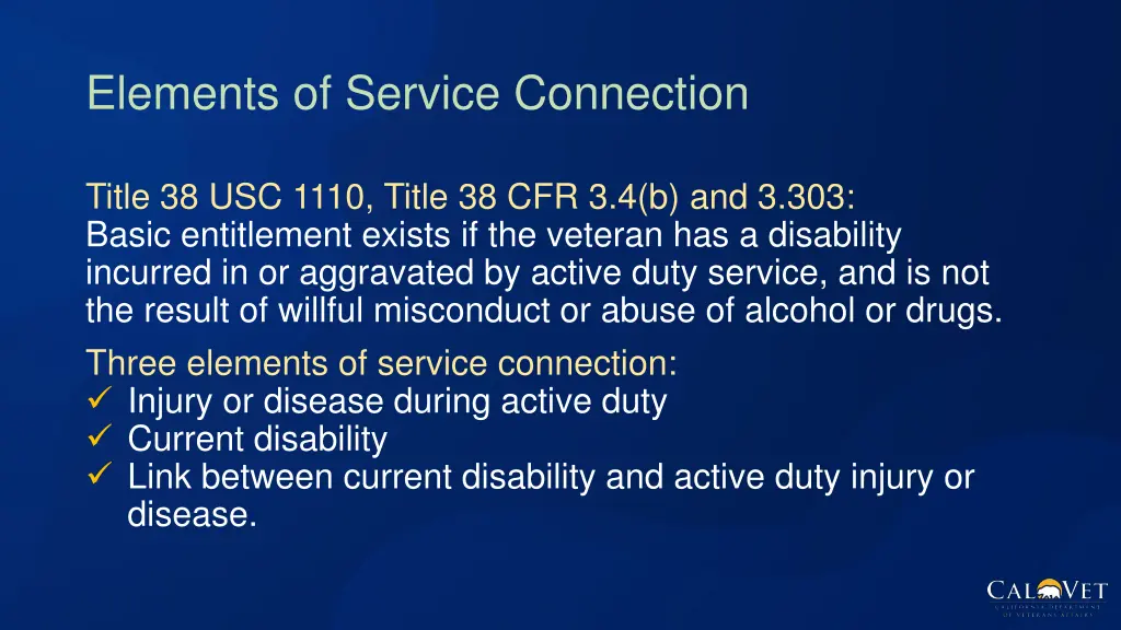 elements of service connection