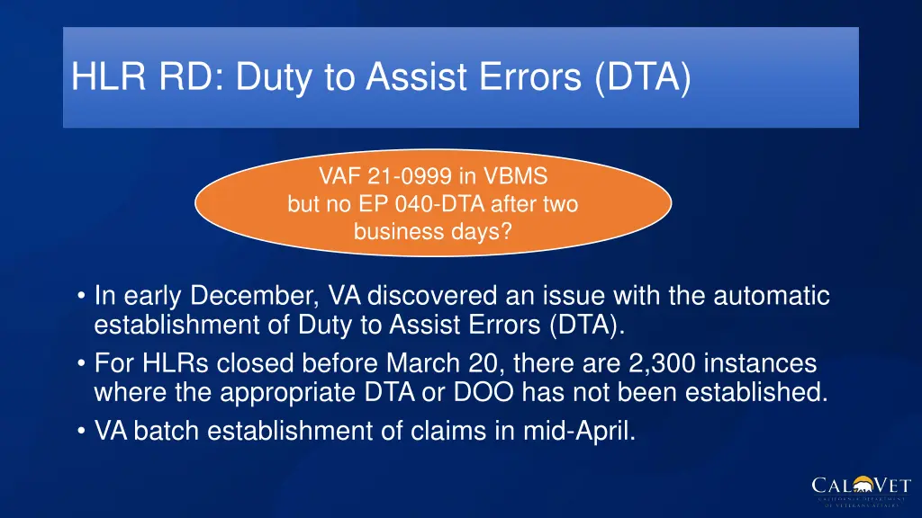 hlr rd duty to assist errors dta