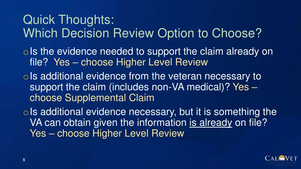 quick thoughts which decision review option 1