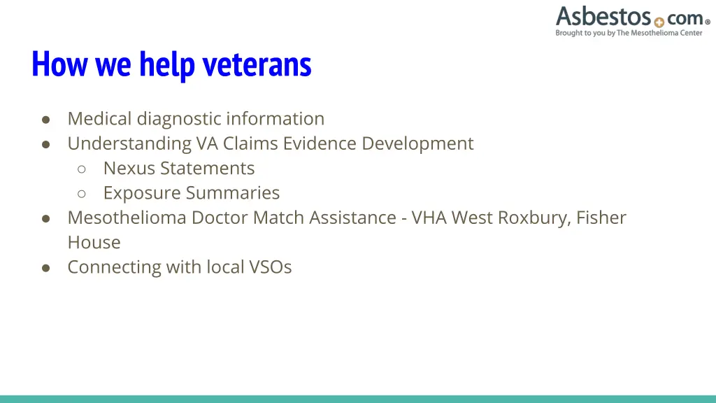 how we help veterans