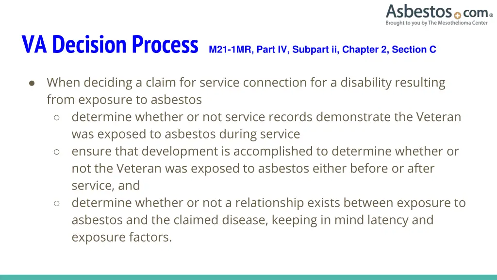 va decision process m21 1mr part iv subpart