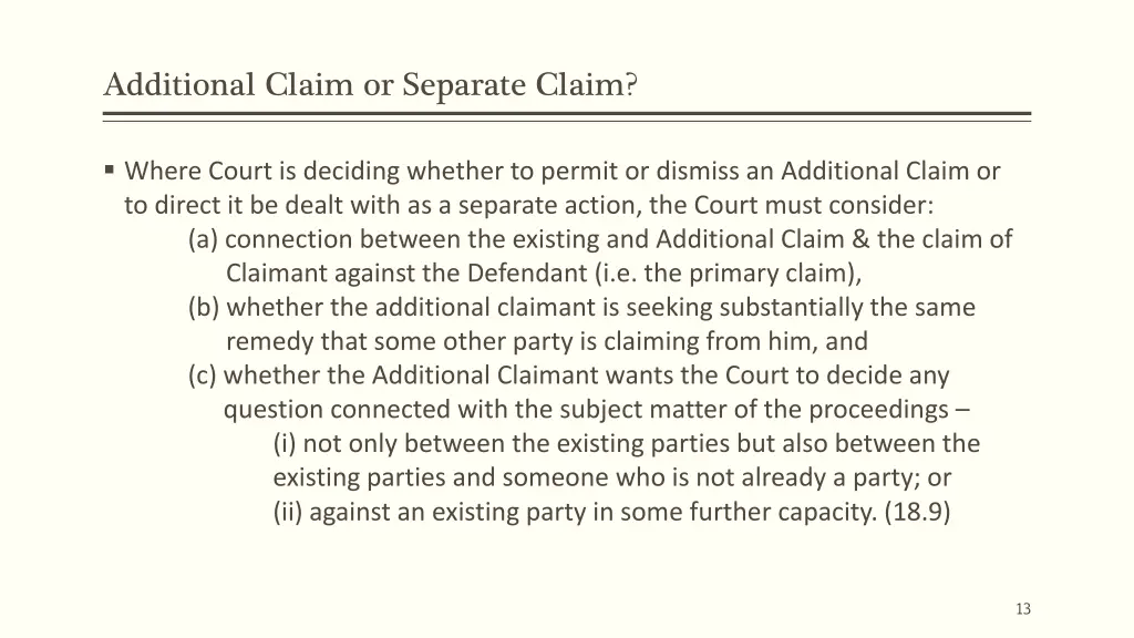 additional claim or separate claim