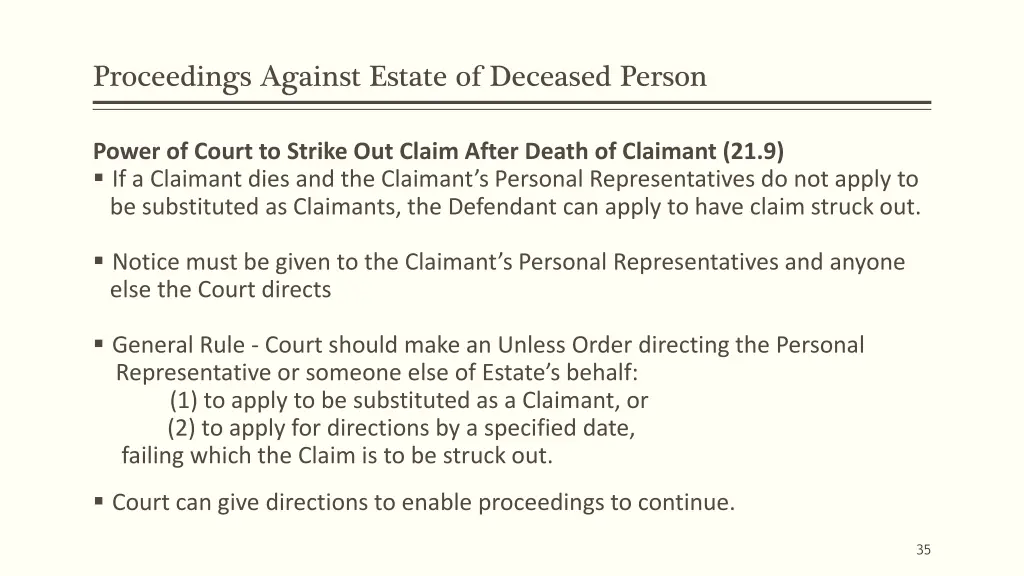 proceedings against estate of deceased person 2