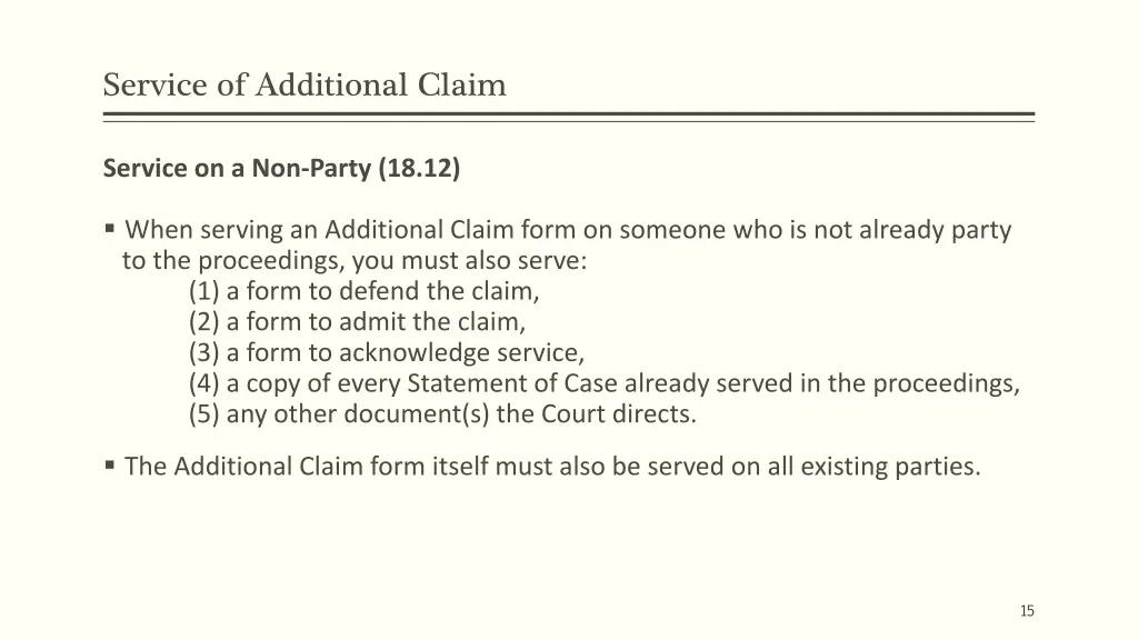 service of additional claim