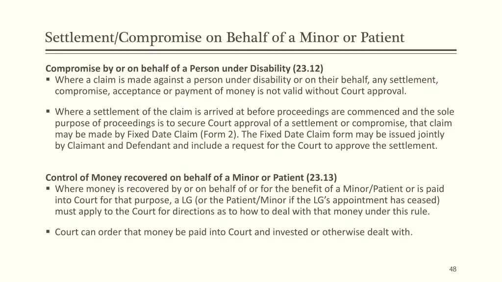 settlement compromise on behalf of a minor