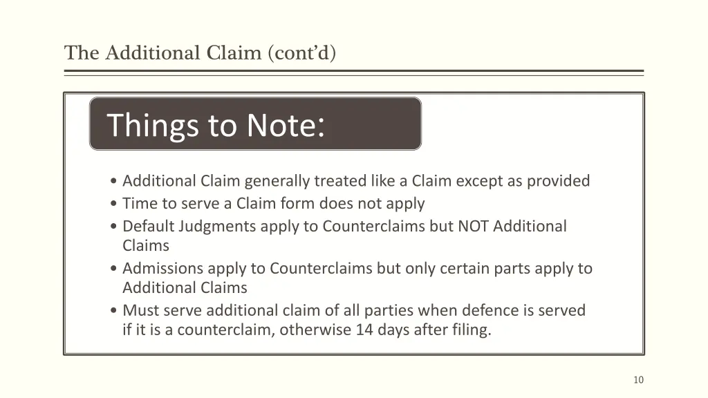 the additional claim cont d