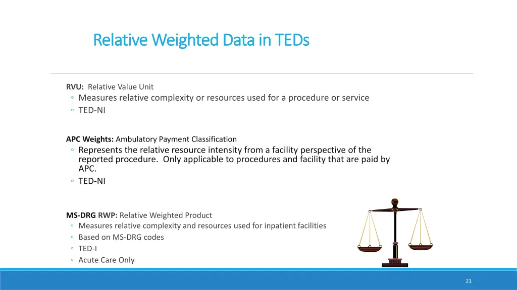 relative weighted data in teds relative weighted