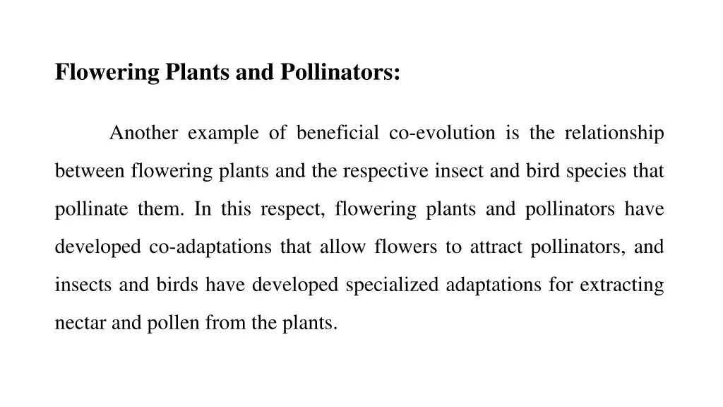 flowering plants and pollinators another example