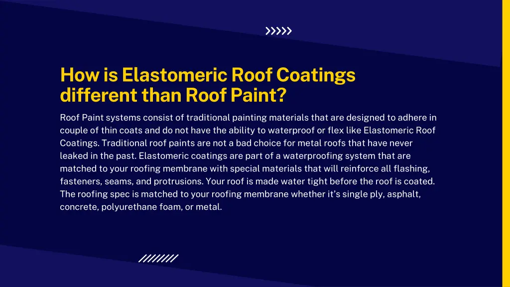 how is elastomeric roof coatings different than