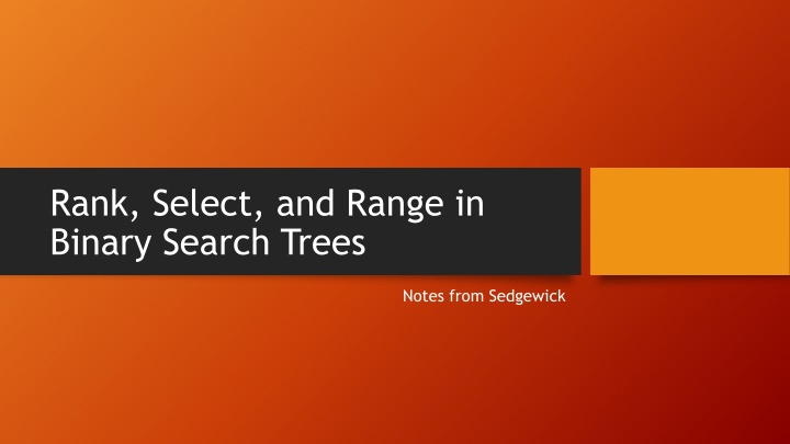 rank select and range in binary search trees