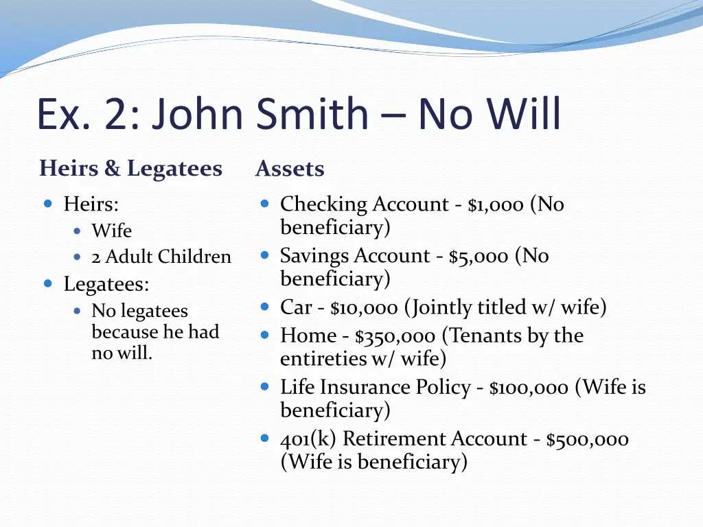 ex 2 john smith no will