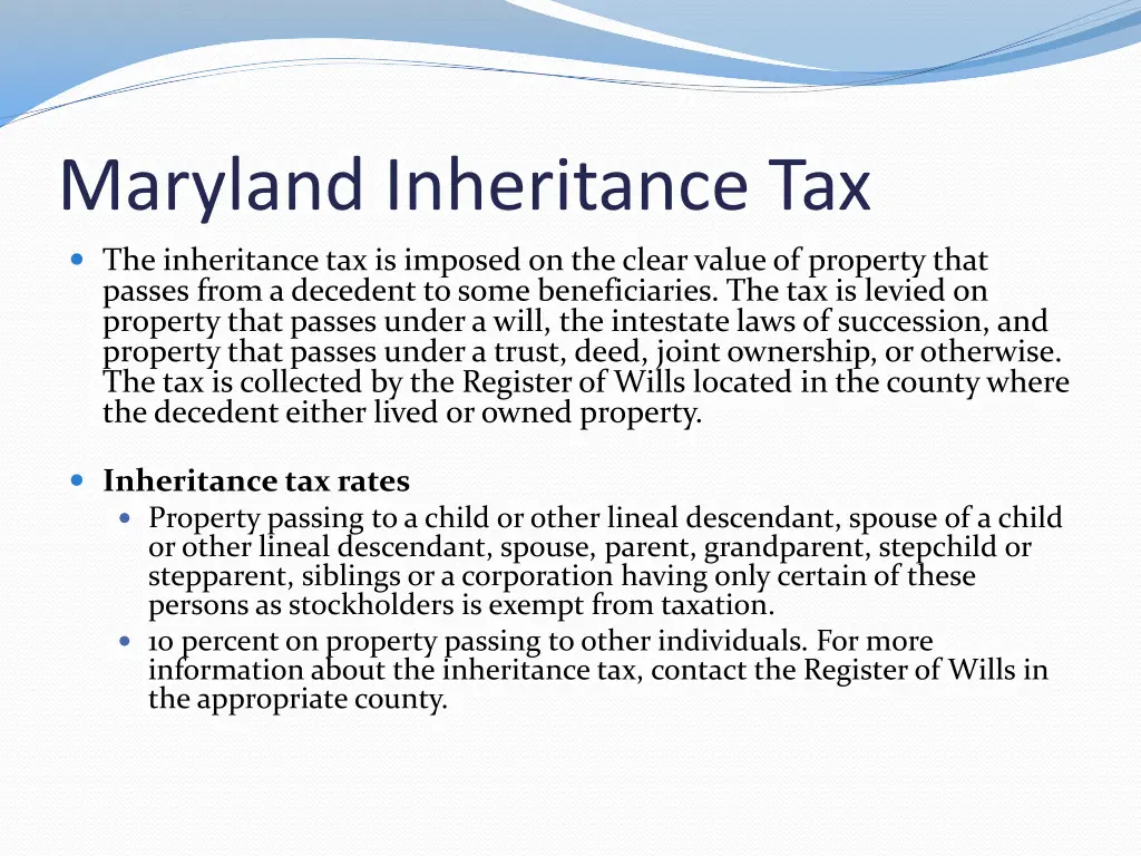 maryland inheritance tax