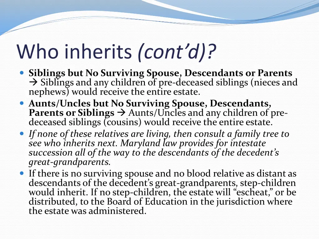 who inherits cont d siblings but no surviving