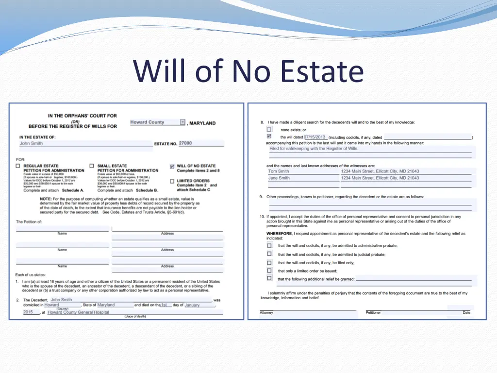 will of no estate