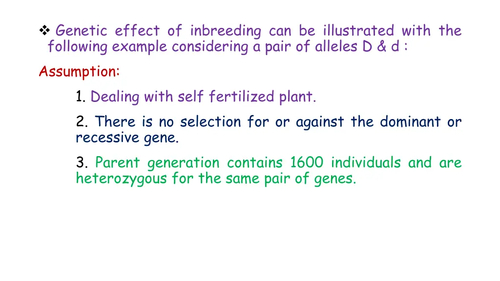 genetic effect of inbreeding can be illustrated