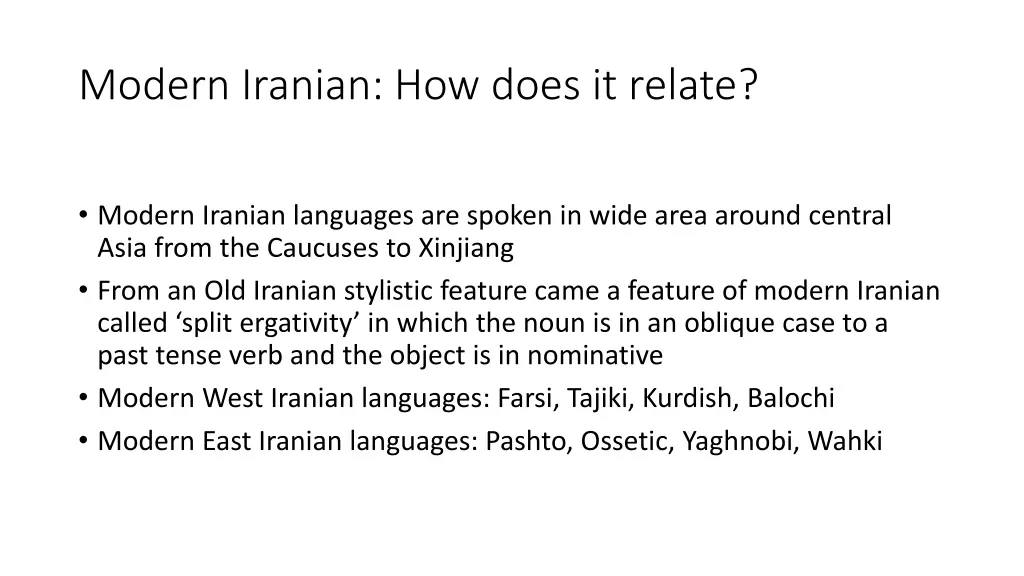 modern iranian how does it relate