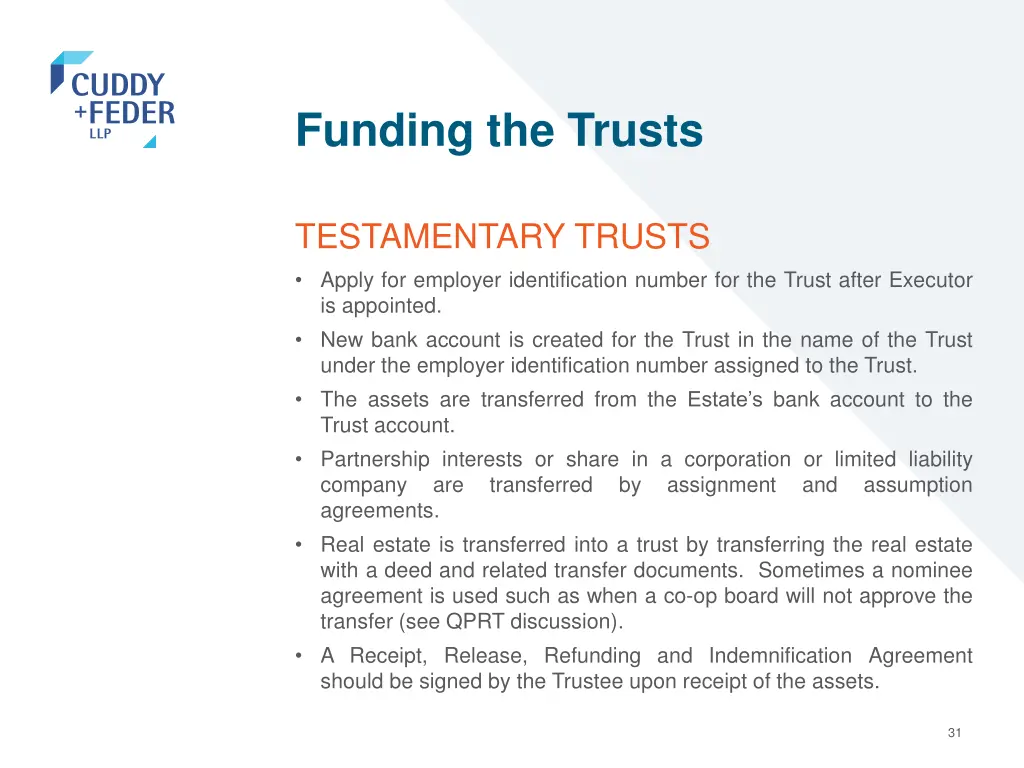 funding the trusts 1