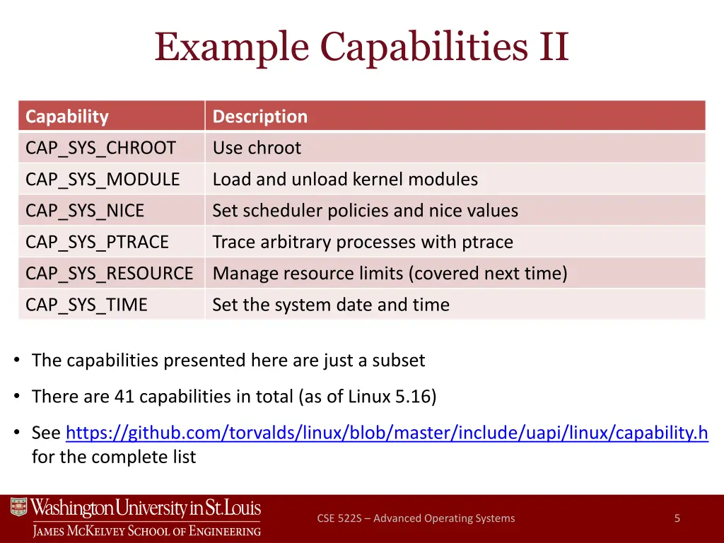 example capabilities ii