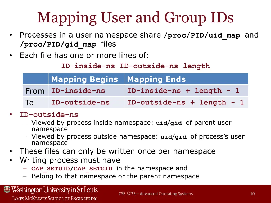 mapping user and group ids