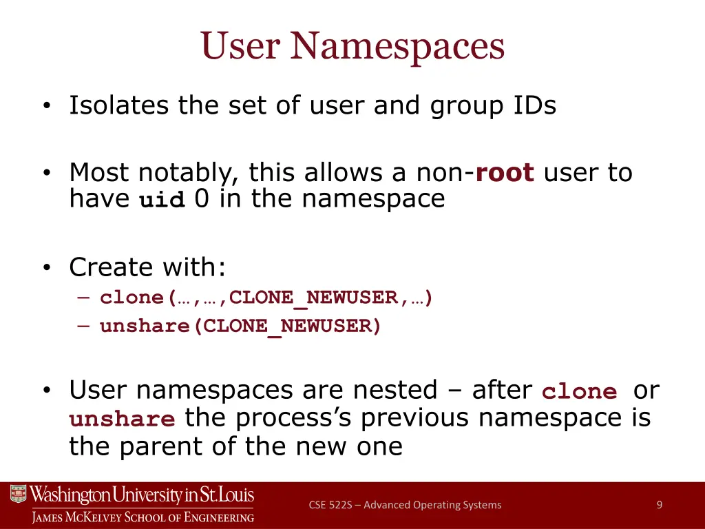 user namespaces