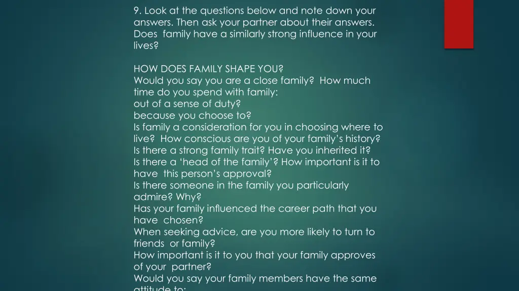 9 look at the questions below and note down your